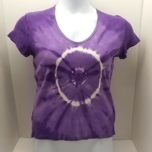 Xhilaration women's junior short sleeve top XL purple tie dye graphic print